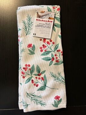 KitchenAid Kitchen Towels with Red Berry and Green Foliage Print